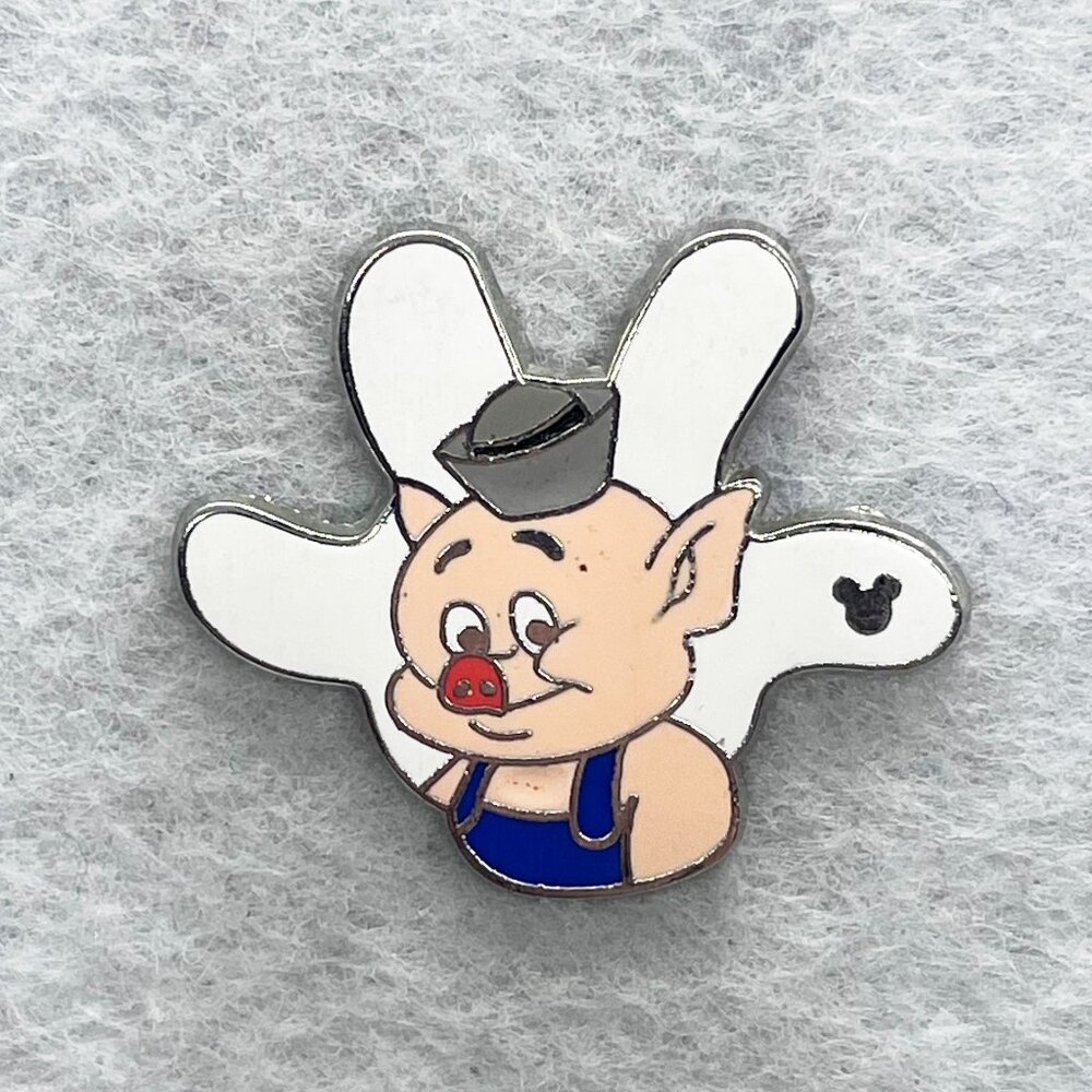 Disney Porky Pig Enamel Brooch - White, Blue, Pink, Red, Gray
